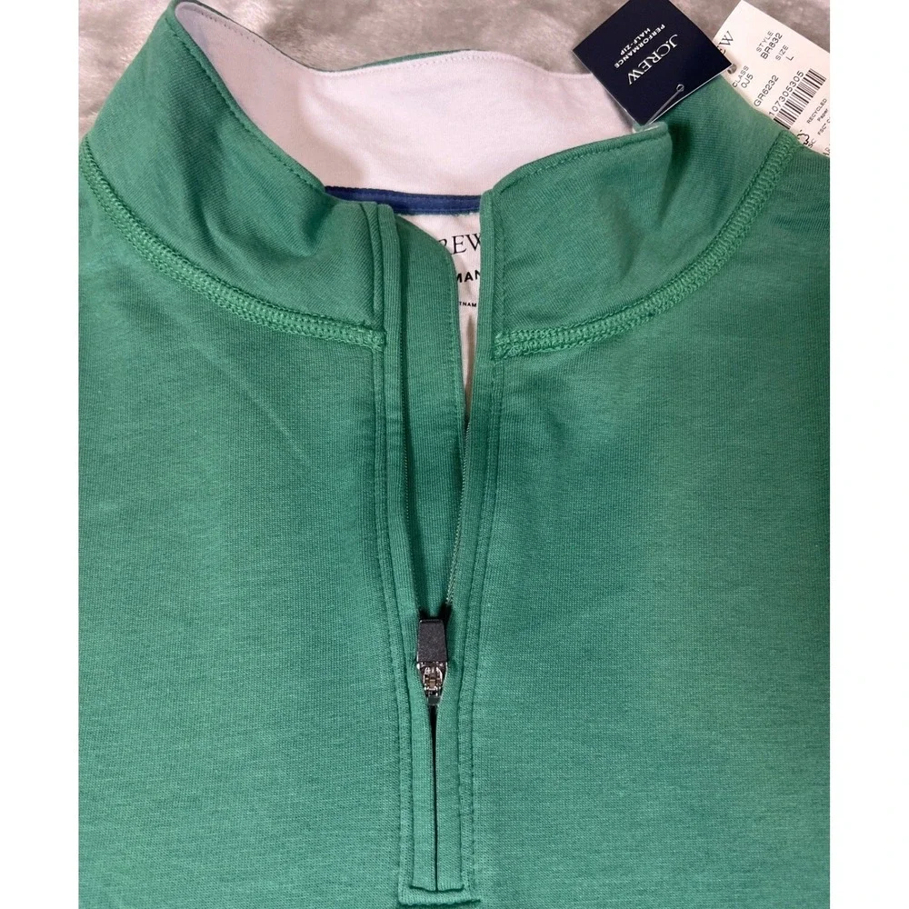 J.Crew Performance Mens Green Quarter Zip Pullover L Green‎ UPF 50+
